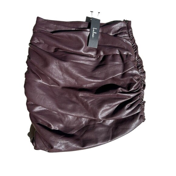 Lulus Dresses & Skirts - NWT Lulus Cool Factor Ruched Vegan Leather Asymmetrical Mini Skirt Size XS RP:88